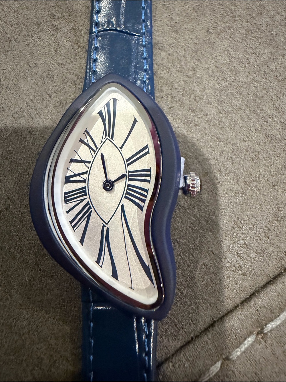 Blue Asymmetrical Fashion Watch with Roman Dial